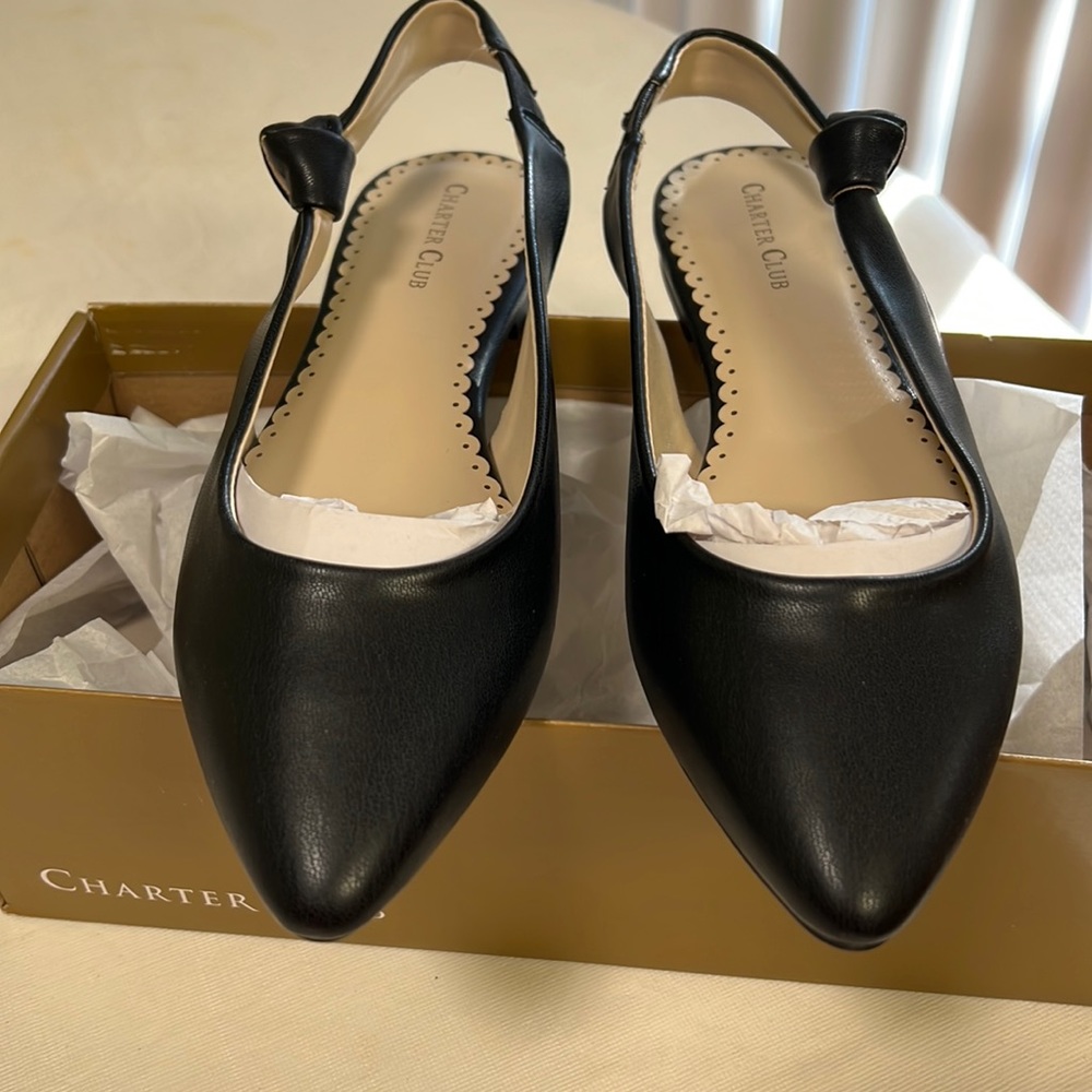 CHARTER CLUB KARA SLINGBACK FLATS, size 6.5, color black